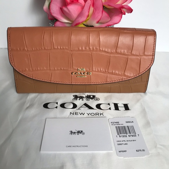 Coach Slim Envelope Crossgrain Leather Wallet - Picture 2 of 8